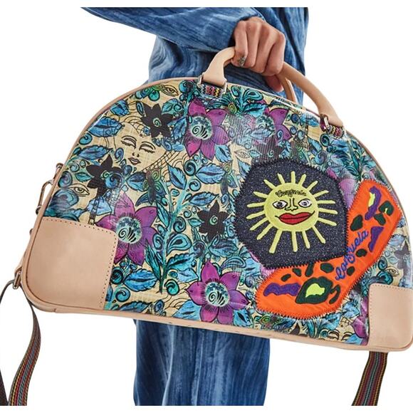 Consuela Handbags - Consuela Beck Commuter Dome Satchel Bag – Multicolor Leather & Canvas